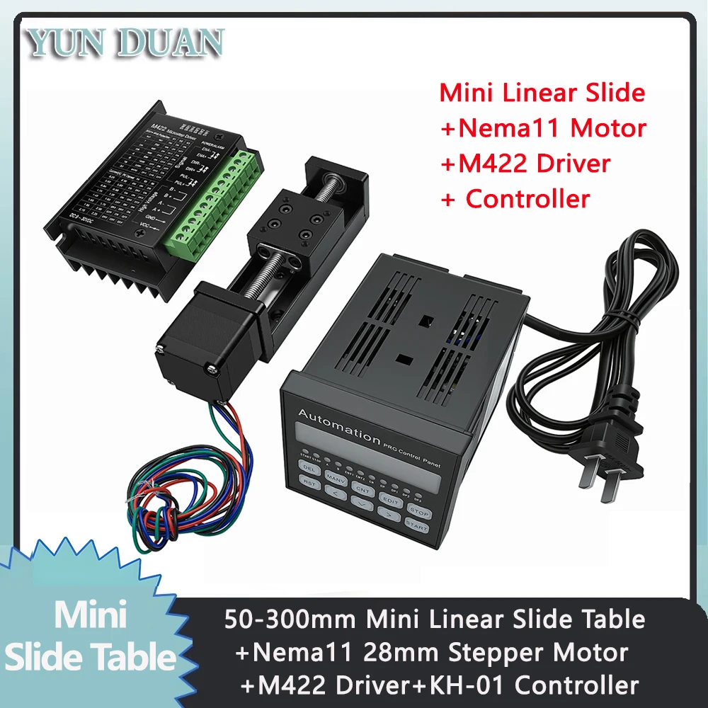 Linear Rail - รางเลื่อนแบบ T-type ขนาด 50-300 มม. พร้อมชุดควบคุมมอเตอร์สเต็ปเปอร์