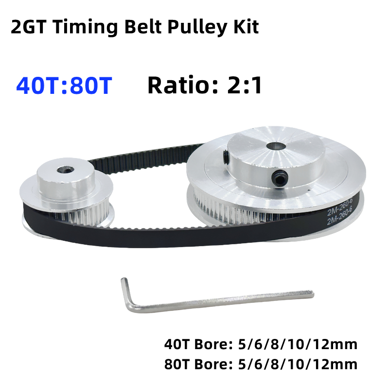 Gt2 Pulley - ชุดพูลเลย์สายพานไทม์มิ่ง 2GT 2M 80ฟัน 40T GT2