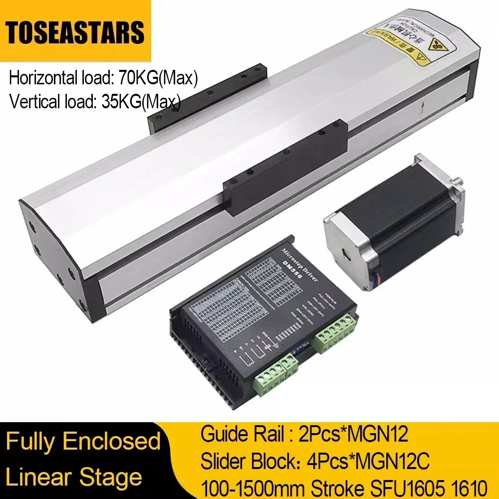 Nema23 Stepper - Enclosed Linear Rail ท่องเที่ยวสไลด์ฝุ่น 90 มม.กว้าง