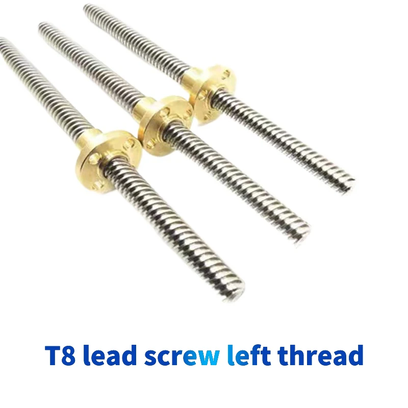 Lead Screw 8Mm - T8น๊อตตะกั่วแบบ lead2เกลียวด้านซ้าย/3/8มม. สแตนเลส T8แบบสี่เหลี่ยมคางหมูแบบกลับด้านซ้ายและน็อตทองแดงแบบย้อนกลับ