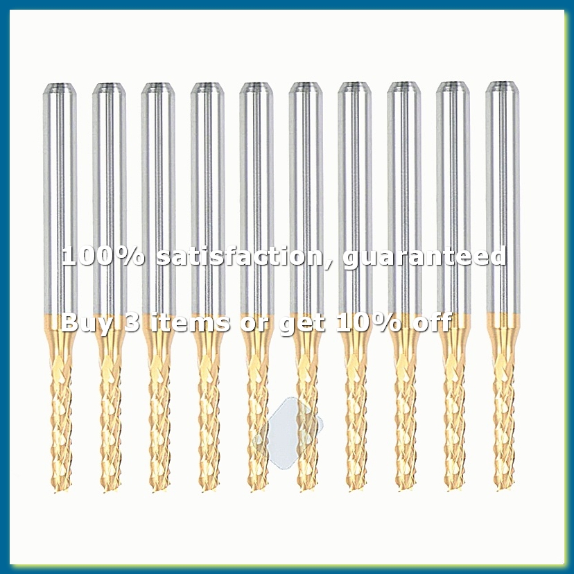 End Mill - ดอกกัดคาร์ไบด์เคลือบไทเทเนียม 10 ชิ้น สำหรับงานแกะสลักและกัด CNC ใช้กับเครื่อง