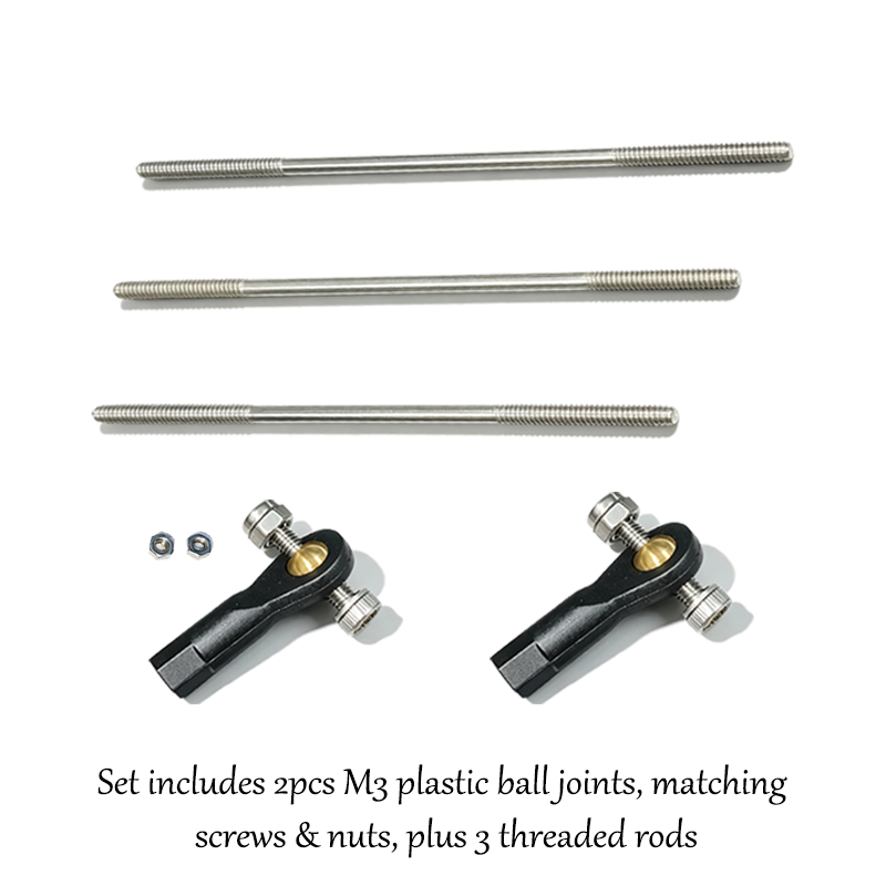 Ball Screw - ชุดประกอบด้วยหัวบอลพลาสติก M3 จำนวน 2 ชิ้น พร้อมสกรูและน็อต