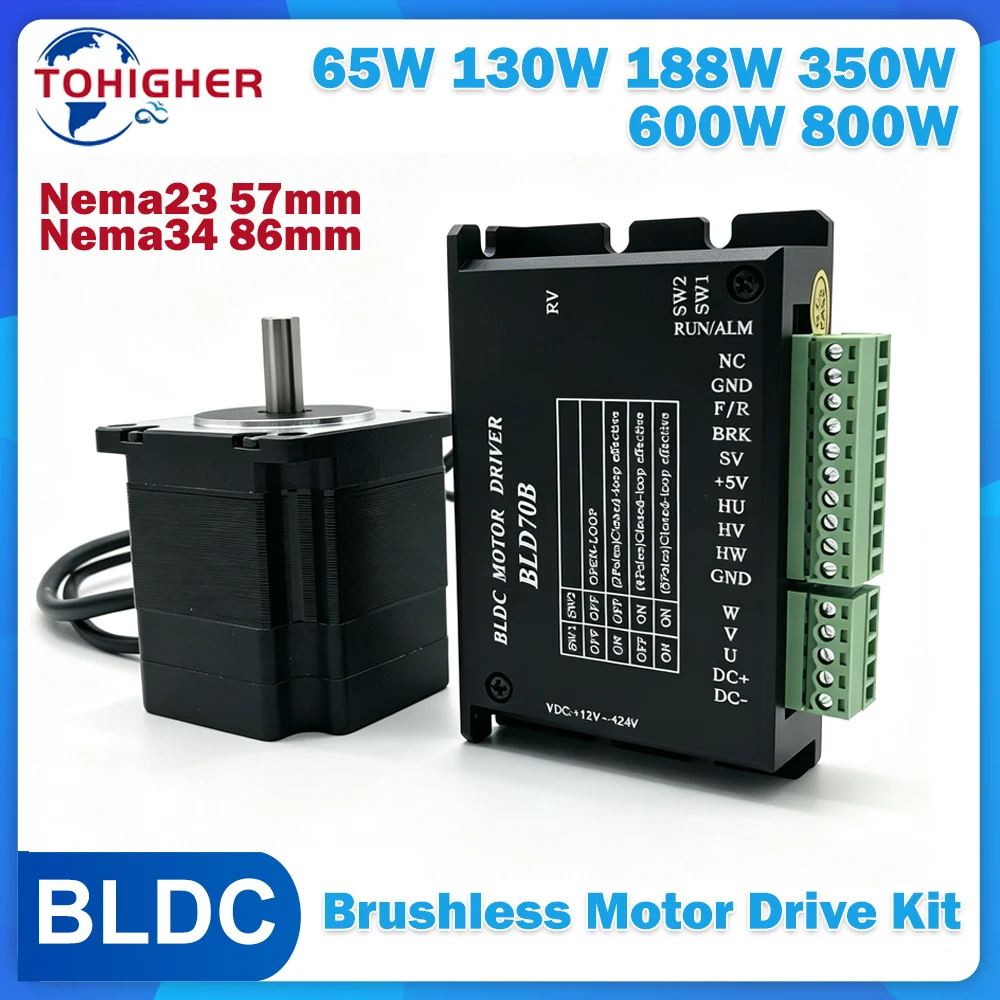 Nema23 Stepper - ชุดควบคุมมอเตอร์ไร้แปรงถ่าน DC24V/48V AC220V Nema23 Nema34 ขนาด