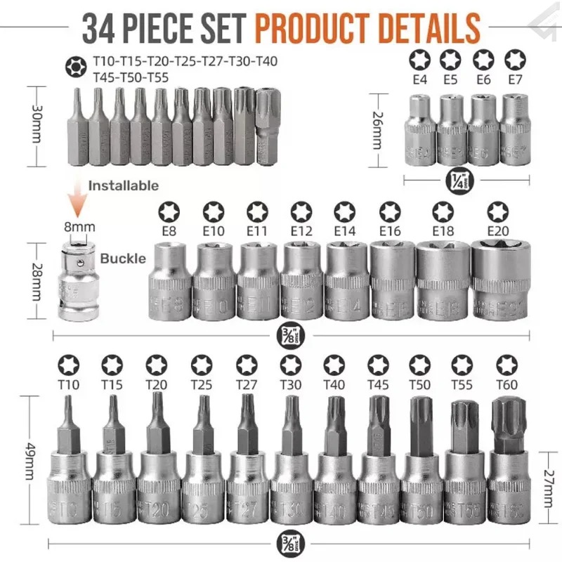 Cnc Bits - TRD สําหรับ 34 ชิ้น Torx Star