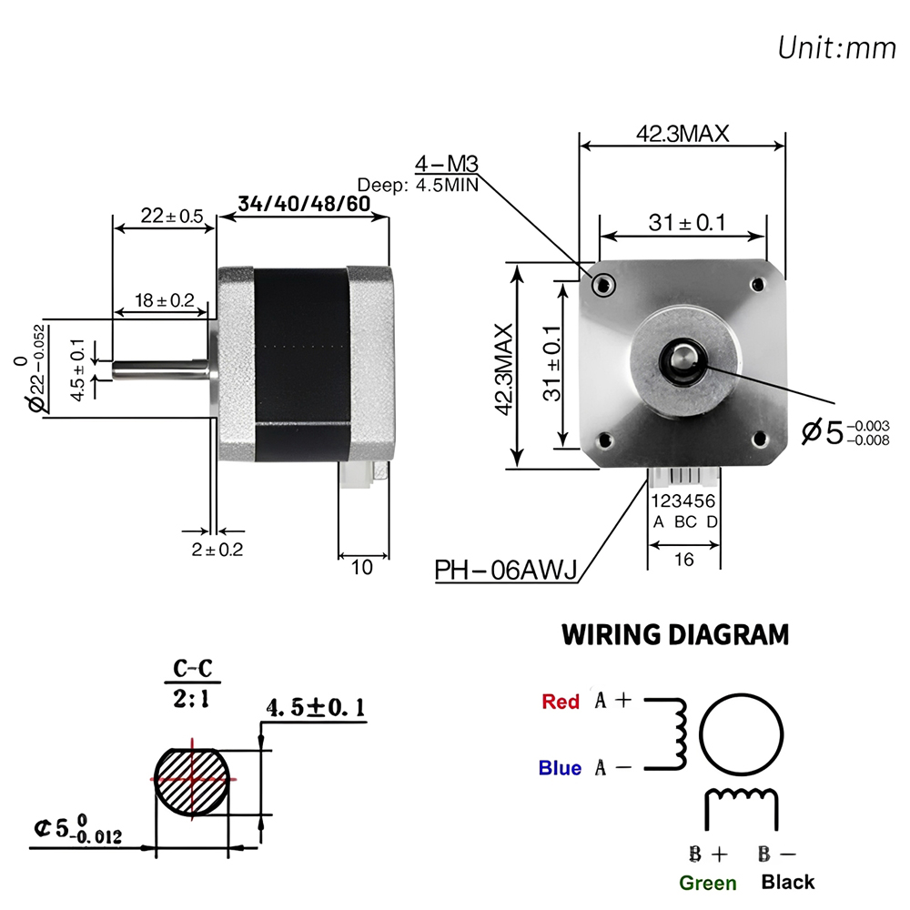 NEMA 17 42 มม.มอเตอร์สเต็ปเปอร - Stepper Motor Nema17 บทวิจารณ์และราคา